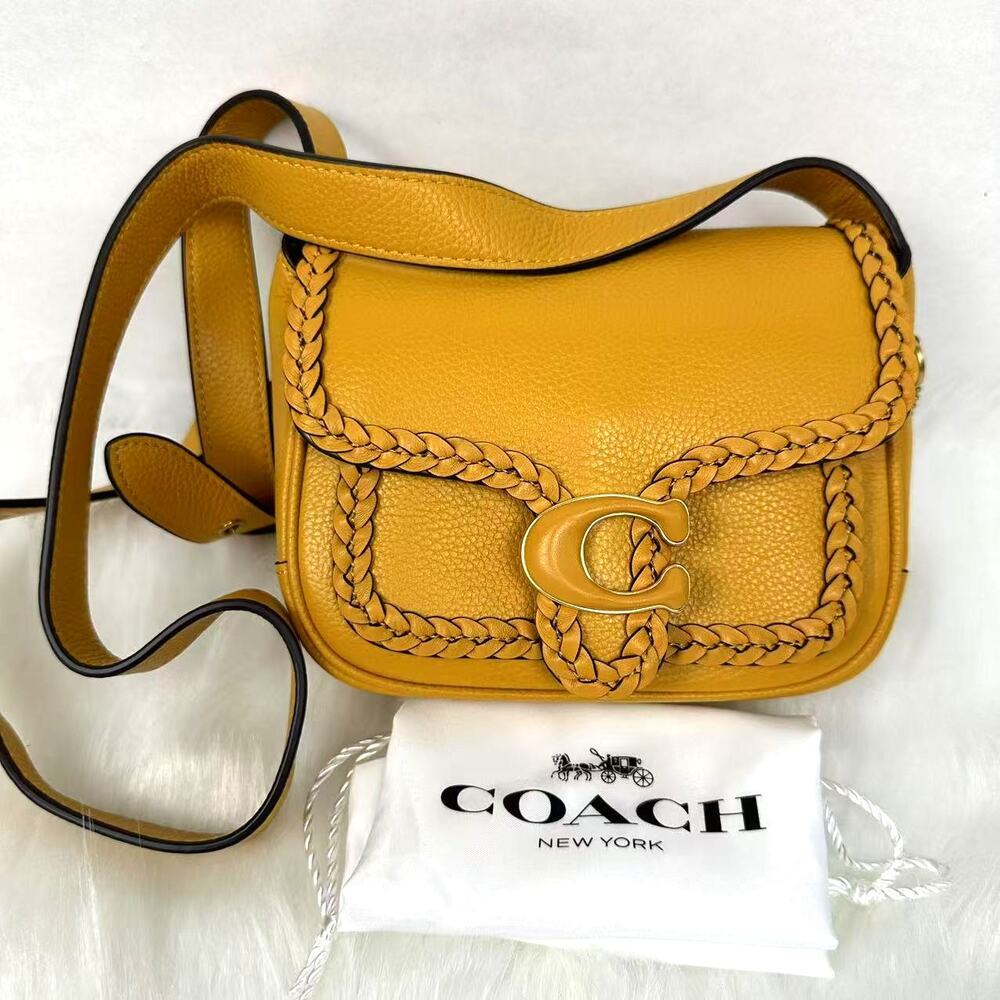 Coach Tabby Leather Crossbody Messenger 19 With Braid- Brass/Buttercup CJ837 NWT - Picture 1 of 13